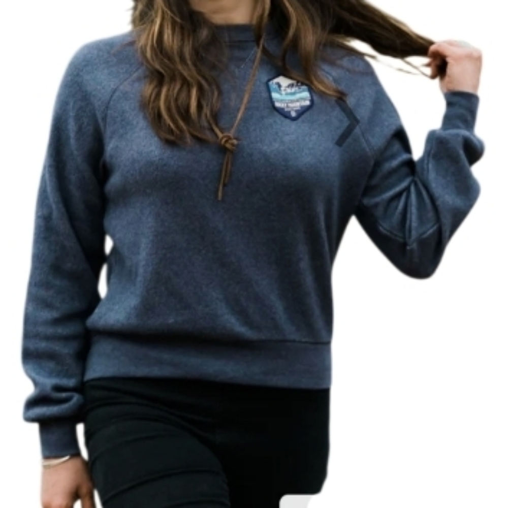 Icelandic‎ Skis Blue Rocky Mountain National Park Sherpa Crew Sweatshirt Size L